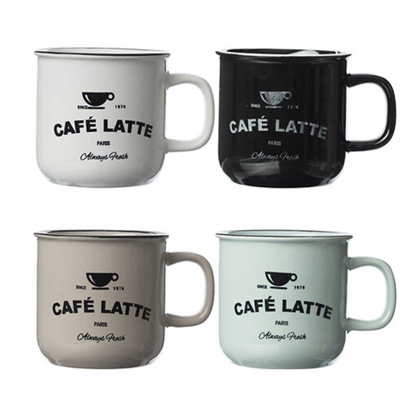 CAFE LATTE MUG 420ML BLACK/WHITE/GREEN/GREY