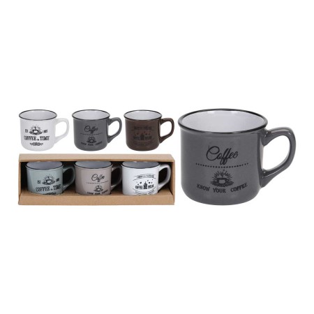 COFFEE TIME 3PCS SET MUG 100ML 2 DESIGNS STONEWARE