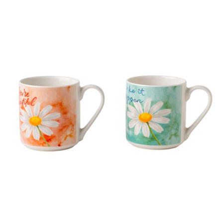 MUG PINK CIEL GREEN NEW BONE CHINA 350 ML