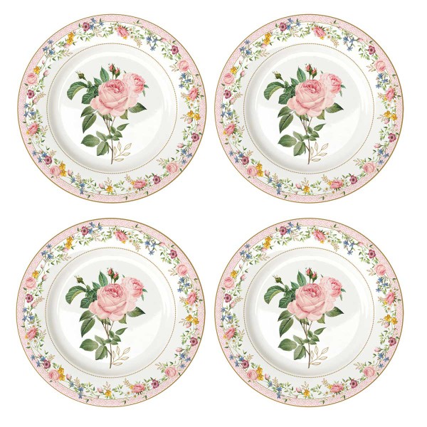 CHANT DES ROSES 4PCS PORCEL DESSERT PLATE 19CM SET