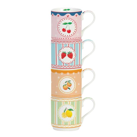 FRUIT MANIA 4PCS PORCELAIN MUG SET 275ML