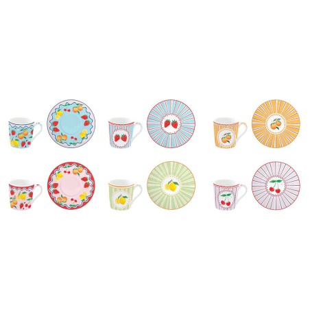 FRUIT MANIA 6PCS PORCEL COFFEE CUP&SAUCER 100ML