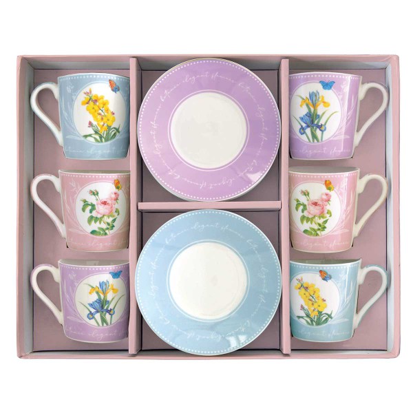 ROYAL BLOSSOM 6PCS PORCEL COFFEE CUP&SAUCER 100ML