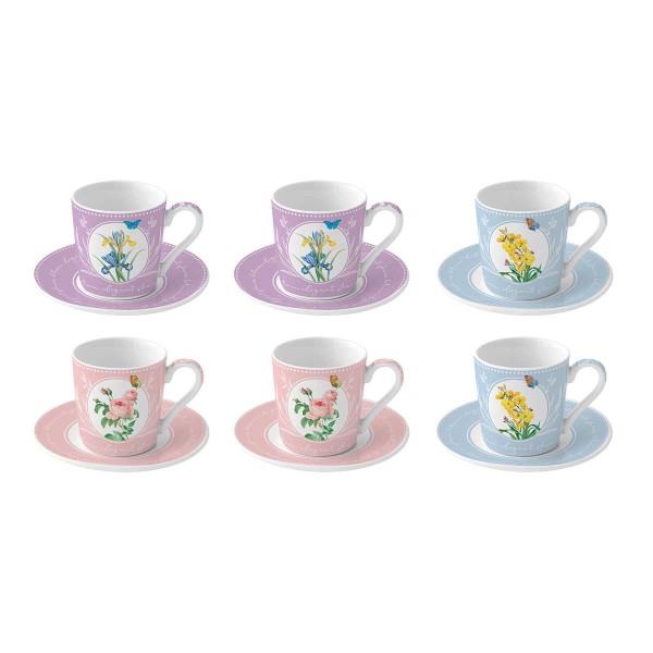 ROYAL BLOSSOM 6PCS PORCEL COFFEE CUP&SAUCER 100ML