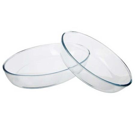 SET 2 OVAL GLASS DISHES 28X26 & 35X25