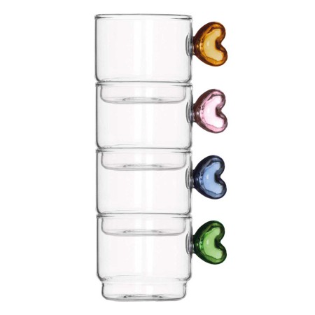 CUORE 4PCS GLASS COFFEE CUP SET