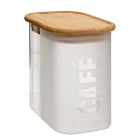 OVAL COFFEE BOX 875ML GLASSY GLASS AND BAMBOO LID