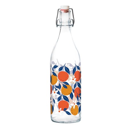 POP ORANGE GLASS WATER BOTTLE 1L
