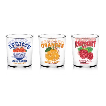 POSTER FRUIT 3PCS GLASS WATER TUMBLER 360ML 3 DESI