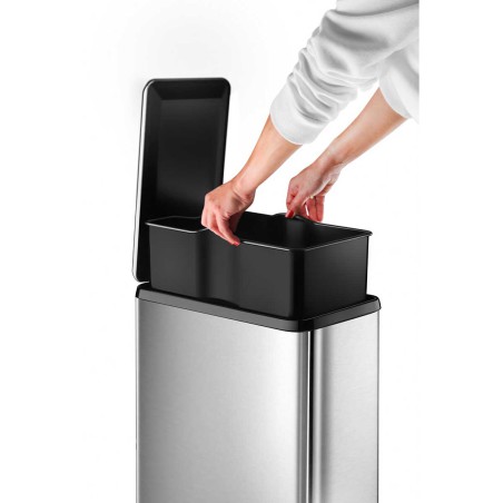 KITCHEN STEEL RECTANG. WASTE BIN 40LT SOFT-CLOSE