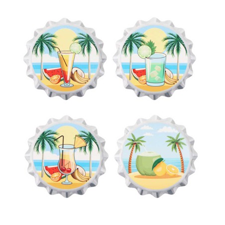 BEACH 4PCS COASTER SET 11CM W/HOLDER DOLOMITE