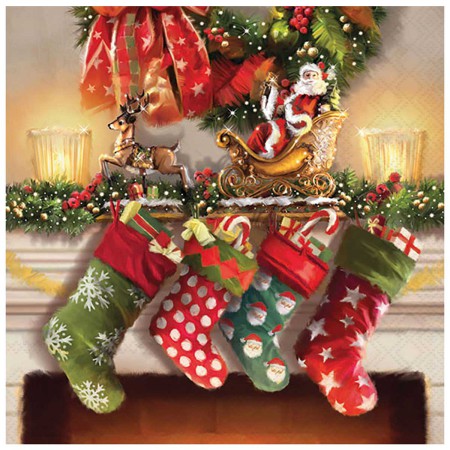 HANGING STOCKINGS 20 NAPKINS 33X33
