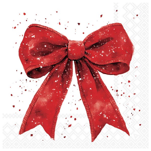 FANCY BOW RED/WHITE 20 NAPKINS 33X33