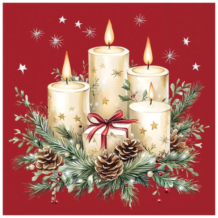 CANDLES AND GIFT RED 20 NAPKINS 33X33