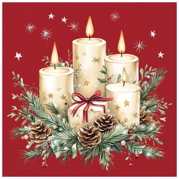 CANDLES AND GIFT RED 20 NAPKINS 33X33