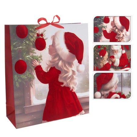 GIRL XMAS ΤΣΑΝΤΑ ΔΩΡΟΥ 42Χ16Χ48 3 ΣΧΕΔΙΑ ΧΑΡΤΙ