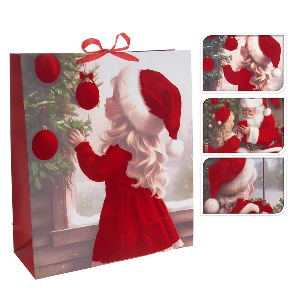 GIRL XMAS ΤΣΑΝΤΑ ΔΩΡΟΥ 42Χ16Χ48 3 ΣΧΕΔΙΑ ΧΑΡΤΙ