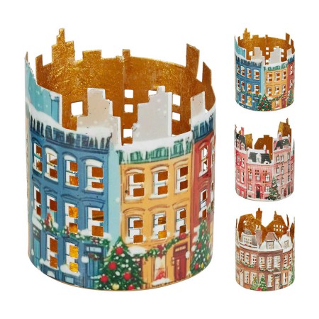 HOUSES TEALIGHT HOLDER 8.5X8.5X9 ASSORTED METAL