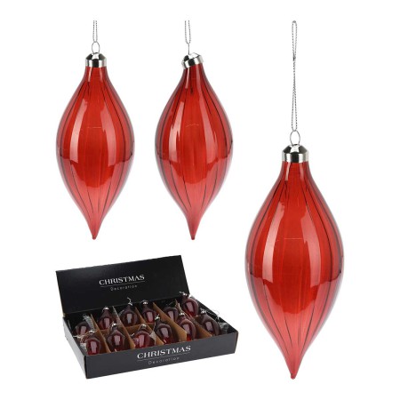 XMAS DROP GLASS BALL ASSORTED 12CM