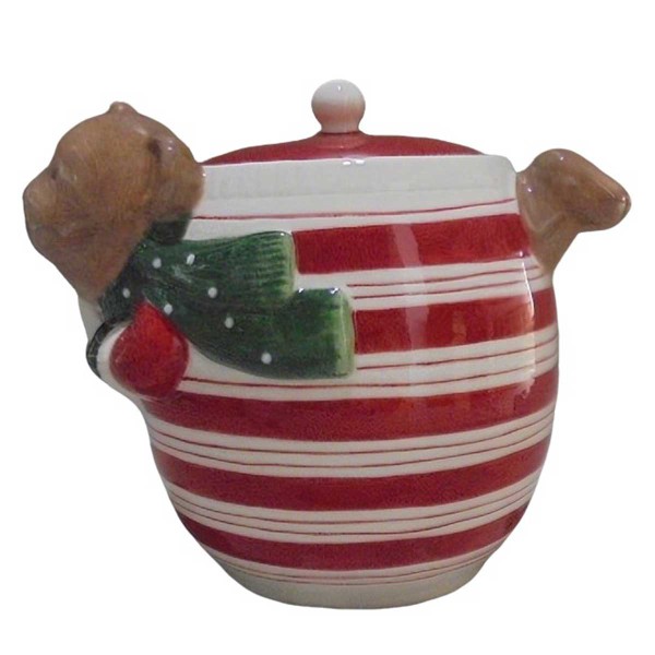 TEDDY CHRISTMAS JAR WITH LID 20.7X15.4X17.1 PORCEL