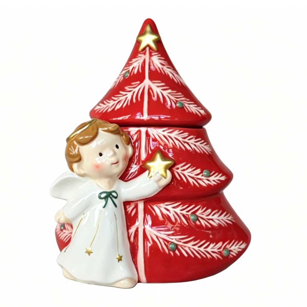 ANGEL TREE JAR WITH LID 18.2X14.2X21.4 PORCELAIN
