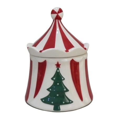 CIRCUS TREE JAR WITH LID 13.5X13.4X16.7  PORCELAIN