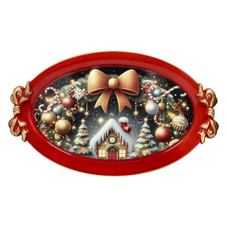 CHRISTMAS ROSSO ΠΙΑΤΕΛΑ ΟΒΑΛ ΜΕ ΛΑΒΕΣ  ΠΛΑΣΤΙΚΟ