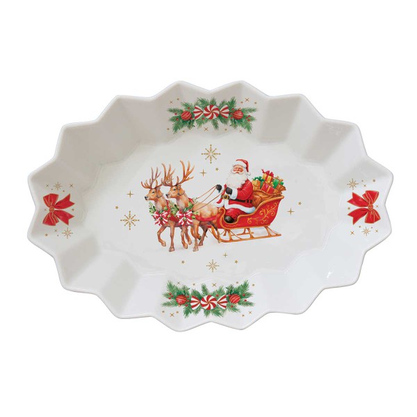 CHRISTMAS HERIITAGE PORCELAIN OVAL PLATTER 25X17CM