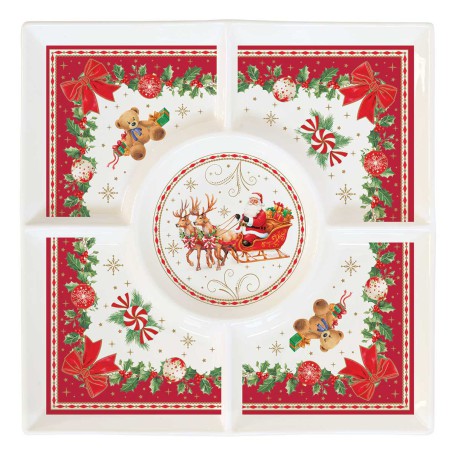 CHRISTMAS HERITAGE SERVING PLATTEP 25X25CM PORC