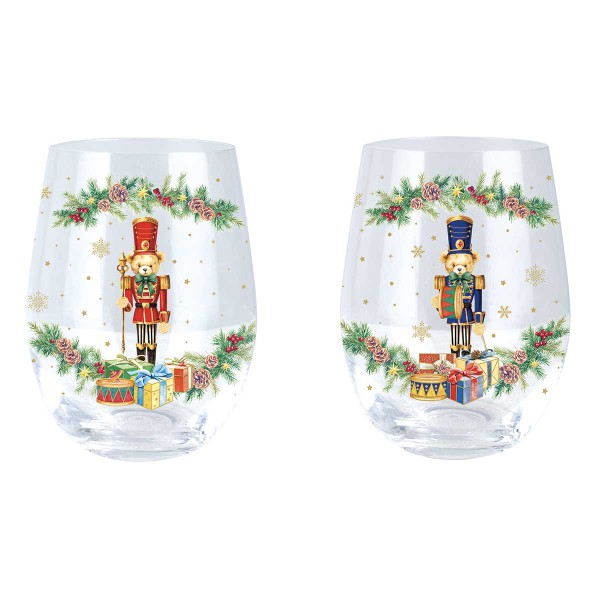 CHRISTMAS TEDDY ΣΕΤ 2 ΤΕΜ ΠΟΤΗΡΙ 500ML ΓΥΑΛΙΝΟ