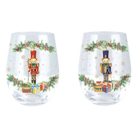 CHRISTMAS TEDDY ΣΕΤ 2 ΤΕΜ ΠΟΤΗΡΙ 500ML ΓΥΑΛΙΝΟ