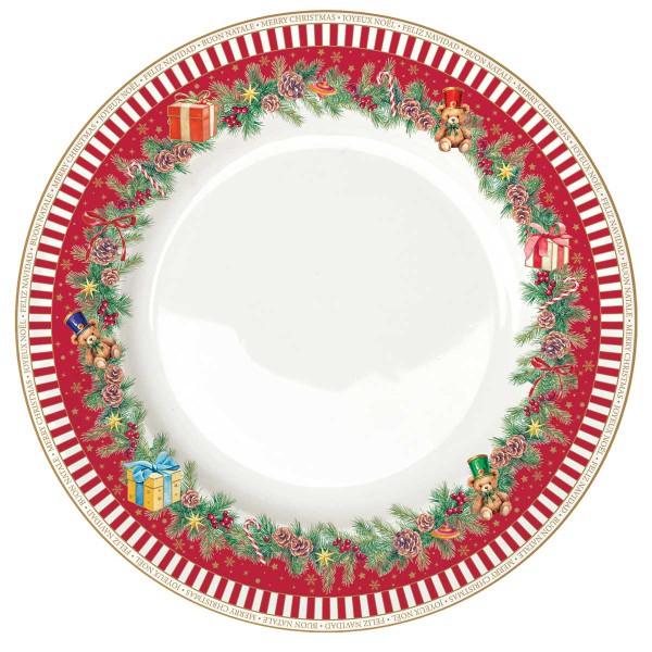 CHRISTMAS TEDDY DINNER PLATE 26,5 CM PORCEL
