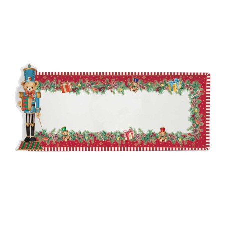 CHRISTMAS TEDDY PORCEL SERVING PLATTER 36X16CM