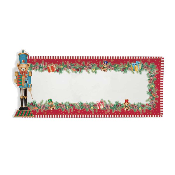 CHRISTMAS TEDDY PORCEL SERVING PLATTER 36X16CM