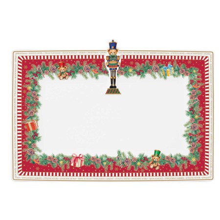 CHRISTMAS TEDDY PORCEL SERVING PLATTER 36X24CM