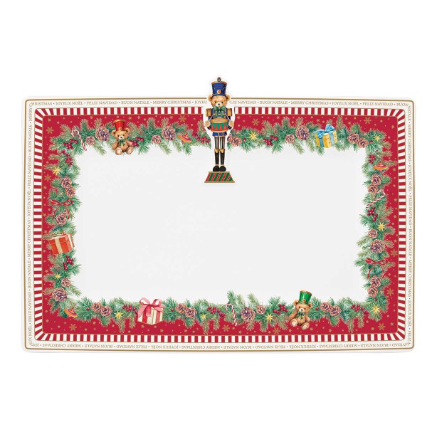 CHRISTMAS TEDDY PORCEL SERVING PLATTER 36X24CM