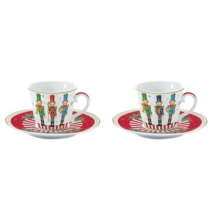 CHRISTMAS TEDDY 2PCS SET COFFEE CUP&SAUC 80ML PORC