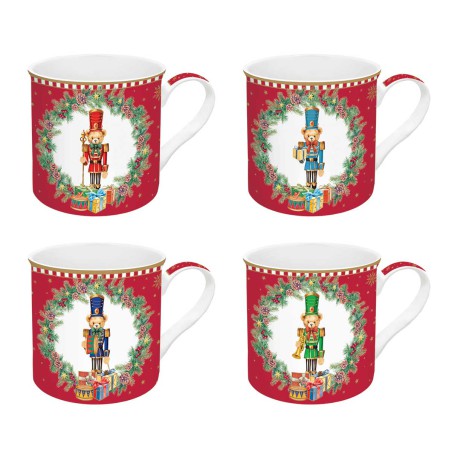 CHRISTMAS TEDDY ΣΕΤ ΚΟΥΠΑ 300ML 4ΤΕΜ ΠΟΡΣΕΛΑΝΗ